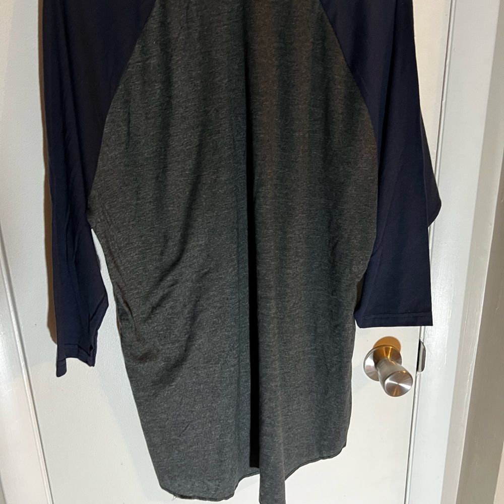 AMERICAN APPAREL Blue & Gray 3/4 Sleeve Baseball T-Shirt Women’s XL